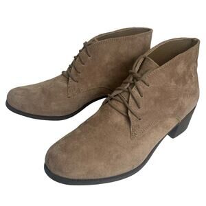 White Mountain Sz 9 Seneca Ankle Booties Taupe Beige Genuine Suede Leather Boots